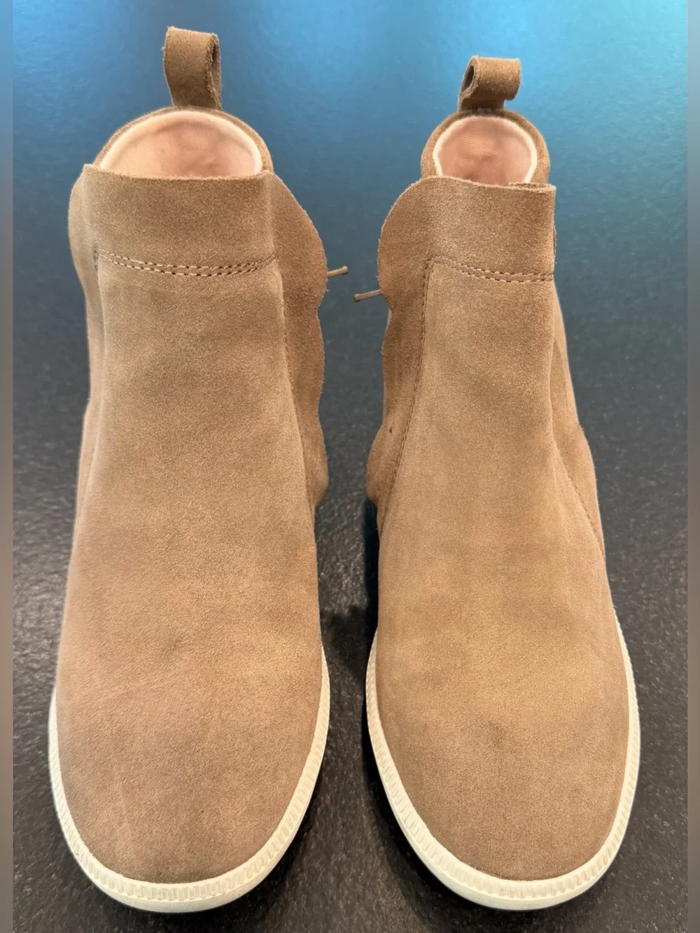 Kate Spade Wilkes Taupe Suede Wedge Sneaker Ankle Booties Size 7